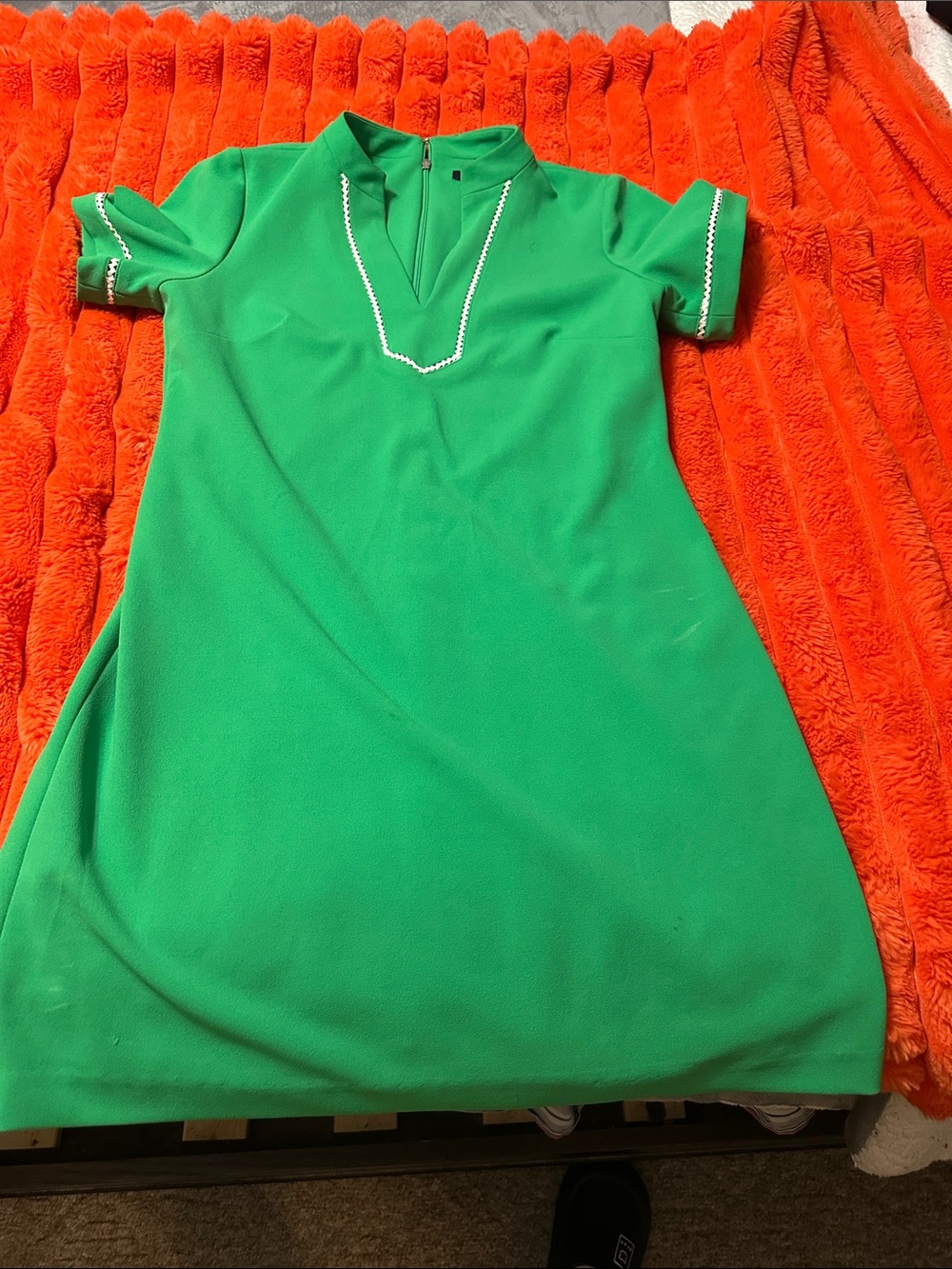 Tommy Hilfiger Green Midi Dress with White Trim
